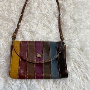 Axcess-Striped Faux Leather Small Crossbody Purse/Wallet